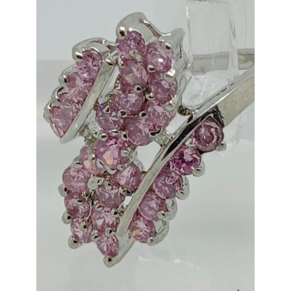 3.80CT Vintage Gold Plated Pink Sim Diamond CZ Cocktail Statement Ring Size 7.5 - Picture 9 of 10